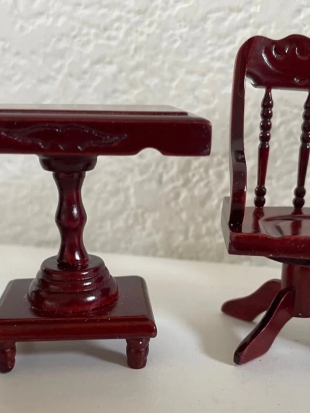 VTG 80's DOLL HOUSE OFFICE WOODEN MAHOGANY FURNITURE DETAILED LIBRARY DESK